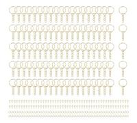 QUARKZMAN 100 Kits de Fabrication de Porte-Clés Or jaune clair, Anneaux Porte-Clés Chaîne de 25mm 1 pouce avec Anneaux Ouverts Vis à Œil Fabrication de Bijoux Projets Artistiques Artisanat