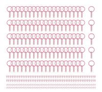 QUARKZMAN 100 Kits De Fabrication De Porte-Clés Rose Rouge, Anneaux De Porte-Clés De 25mm 1 Pouce Avec Anneaux Ouverts Et Tiges À Vis Pour La Création De Bijoux DIY Projets Artistiques