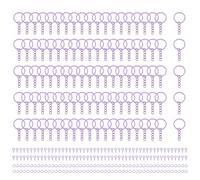 QUARKZMAN 100 Kits De Fabrication De Porte-Clés Violet, 25mm 1 Pouce Anneaux De Porte-Clés Avec Anneaux Ouverts Et Tiges À Vis Pour Fabrication De Bijoux, Projets Artistiques Artisanaux DIY