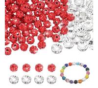 QUARKZMAN 100 Pcs 6mm Strass & Perles De Séparation Pour Création De Gemmex, Design Boule Disco Cristal Argile Assortiment De Pierres En Vrac Pour Stylos Bracelet Collier Boucle, Rouge