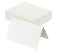 QUARKZMAN 100 Pcs Cartes De Place De Table Tente Nom Avec 4.08" x 3.36" Blanc Pour Mariage, Table Setting, Dîners, Fêtes, Duplex Blanc Or Ligne Cadre