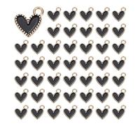 QUARKZMAN 100 Pcs Charme Coeur En Alliage Émaillé Pendentifs Coeur Noir | Valentin Bijoux D'Amour, Pour Création DIY Collier Bracelet Boucles D'Oreilles Porte-Clés