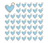 QUARKZMAN 100 Pcs Charmes En Alliage En Forme De Coeur Émaillé, Pendentifs Cœur Bijoux D'Amour Pour DIY Collier Bracelet Boucles D'Oreilles Porte-Clés, Blue