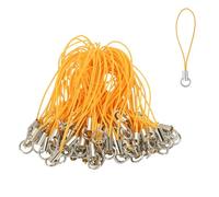 QUARKZMAN 100 Pcs Kit De Charme Pour Téléphone, 58 mm Anneau Split Cordon Charme Lariat Dragonne Pendentif Fermoir Pour Camera USB Drive Porte-Clés DIY Accessoires gemmes, Golden Yellow
