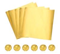 QUARKZMAN 100 Pcs Papiers D'alu Pour Bonbons, Emballages Carrés 4 x 4 Pouces Pour Chocolats, Papiers D'emballage Texturés Brillants Pour Décoration De Caramels, Doré