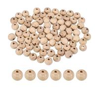 QUARKZMAN 100 Pcs Perles En Bois 12mm, Perles En Bois Rondes Naturelles Non Finies Libres Pour Fabrication De Petit Objetx DIY Artisanat Guirlande Macrame Decoration Maison