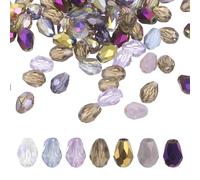 QUARKZMAN 100 PCS Perles En Cristal En Forme De Larme, 6x8mm Facettées Cristal AB Pour Collier Bracelet Boucles D'oreilles Fournitures DIY Fabrication De Bijoux, Purple