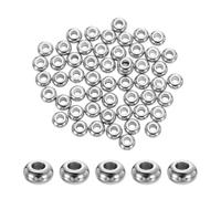 QUARKZMAN 100 Pcs Perles Espaceurs En Acier Inoxydable, 4mm Perles Plates Rondes Métal Heishi Perles Longue Durée Rondelle Disque Espaceurs Pour Bracelet Collier Fabrication, Argent
