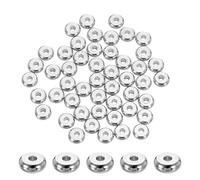 QUARKZMAN 100 Pcs Perles Espaceurs En Acier Inoxydable, 5mm Perles Plates Rondes Heishi Métal Espaceurs Rondelle Disque Durables Pour Bracelet Collier Fabrication De Bijoux, Argent