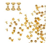 QUARKZMAN 100 Pcs Rivet à Visser de Remplacement en Métal, 3mm x 3mm x 3.5mm Rivets tubulaires en Acier au Carbone, Kit de Fixation pour Cuir pour Sacs, Livres, Colliers, Laisses, Or