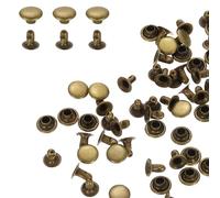 QUARKZMAN 100 Pcs Rivet à Visser de Remplacement en Métal, 7mm x 6mm x 6mm Rivets tubulaires en Acier au Carbone, Kit de Fixation pour Cuir pour Sacs, Livres, Colliers, Laisses, Bronze