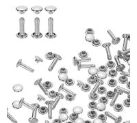 QUARKZMAN 100 Pcs Rivets à Double Capuchon en Acier au Carbone, 6mm x 10mm Rivet à Visser de Remplacement en Métal, Kit de Fixation pour Cuir à Double Tête pour Sac, Accessoire, Argent
