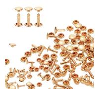 QUARKZMAN 100 Pcs Rivets à Double Capuchon en Acier au Carbone, 7mm x 10mm Rivet à Visser de Remplacement en Métal, Kit de Fixation pour Cuir à Double Tête pour Sac, Accessoire, Or Clair