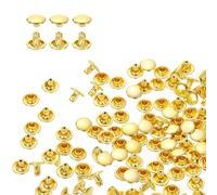 QUARKZMAN 100 Pcs Rivets à Double Capuchon en Acier au Carbone, 8mm x 6mm Rivet à Visser de Remplacement en Métal, Kit de Fixation pour Cuir à Double Tête pour Sac, Accessoire, Or