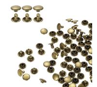 QUARKZMAN 100 Pcs Rivets à Double Capuchon en Acier au Carbone, 8mm x 6mm Rivet à Visser de Remplacement en Métal, Kit de Fixation pour Cuir à Double Tête pour Sac, Accessoire, Bronze