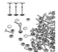 QUARKZMAN 100 Pcs Rivets à Double Capuchon en Acier au Carbone, 9mm x 16mm Rivet à Visser de Remplacement en Métal, Kit de Fixation pour Cuir à Double Tête pour Sac, Accessoire, Argent