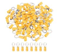 QUARKZMAN 100 Pcs RV5.5-6 Connectors À Anneau Isolés Pour Fil Électrique Bornes De Fil Kit De Connecteurs À sertir Pour Projets Électriques Industrie Chimique Industrielle, Jaune