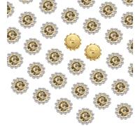 QUARKZMAN 100 Pcs Strass à Coudre, 10mm Strass en Forme de Fleur à Griffes en Cristal de Verre Base Métallique Boutons de Couture pour Accessoires de Couture Vêtements, Jaune