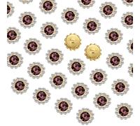 QUARKZMAN 100 Pcs Strass à Coudre, 10mm Strass en Forme de Fleur à Griffes en Cristal de Verre Base Métallique Boutons de Couture pour Accessoires de Couture, Violet Foncé