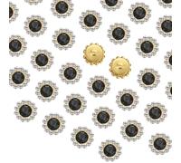 QUARKZMAN 100 Pcs Strass à Coudre, 10mm Strass en Forme de Fleur à Griffes en Cristal de Verre Base Métallique Boutons de Couture pour Accessoires de Couture Vêtements, Noir
