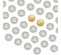 QUARKZMAN 100 Pcs Strass à Coudre, 10mm Strass en Forme de Fleur à Griffes en Cristal, Verre, Base Métallique, Boutons de Couture pour Accessoires de Couture, Vêtements, AB Coloré
