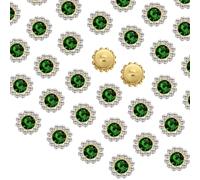 QUARKZMAN 100 Pcs Strass à Coudre 10mm Strass en Forme de Fleur Vert