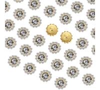QUARKZMAN 100 Pcs Strass à Coudre, 12 mm Strass en Forme de Fleur à Griffes en Cristal de Verre Base Métallique Boutons de Couture pour Accessoires de Couture, Gris Transparent