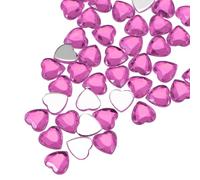 QUARKZMAN 100 Pcs Strass Cœur Acrylique 8mm Plat Dos Gemmes Plastiques Autocollants joyaux Pour Artisanat Perle Peinture Visage Création joyaux Costume, Rouge Pêche