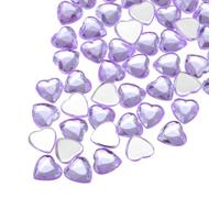 QUARKZMAN 100 Pcs Strass En Forme De Cœur En Acrylique 8mm À Dos Plat En Plastique Stickers joyaux Pour Artisanat Perles Maquillage Costume Fabrication De joyaux, Violet Moyen