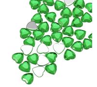 QUARKZMAN 100 Pcs Strass En Forme De Cœur En Acrylique 8mm À Dos Plat Gemmes En Plastique Autocollants Pour joyaux Artisanat Perles Maquillage Visage Fabrication Costume, Vert Foncé