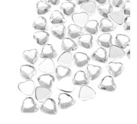 QUARKZMAN 100 Pcs Strass En Forme De Cœur En Acrylique, 8mm Gems En Plastique À Dos Plat Pour Création De joyaux, Peinture Faciale, Perles Artisanales, Blanc