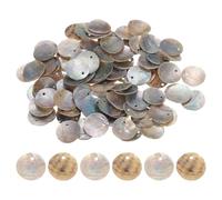 QUARKZMAN 100 pièces 15mm Perles Plates Et Rondes En Coquillage, Perles Charmes Colorées, Disques De Coquillage Perforés Pour DIY Bracelet Collier petit objetx, Couleur Naturelle