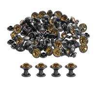 QUARKZMAN 100 Pièces de Rivets en Strass Noir et Doré, 8mm/0,31" Rivets en Cuir à Double Capuchon en Métal avec Strass pour La Fabrication Artisanale de Cuir, Sacs et Vêtements