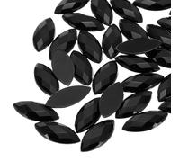 QUARKZMAN 100 Pièces Pierres Précieuses en Acrylique Strass Noirs 20X9mm