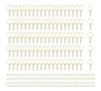 QUARKZMAN 100 Sets jaune clair Gold Keychain Making Kit, 25mm 1inch Chain Keychain Rings With Open Jump Rings And Screw Eye Pins For Jewelry Making DIY Crafts Project