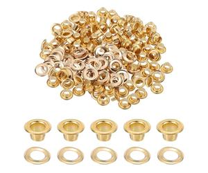 QUARKZMAN 100 Sets Oeillets, 3mm Oeillets En Laiton Auto-Freinés Avec Rondelles Pour Ceintures, Chaussures, Vêtements, Noyaux De Perles, Projet DIY, Ton Or