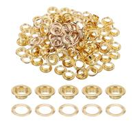 QUARKZMAN 100 Sets Oeillets, 6mm Oeillets En Laiton Auto-Adhésifs Avec Rondelles Pour Ceintures, Chaussures, Vêtements, Perles, Projets DIY, Ton Doré