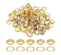 QUARKZMAN 100 Sets Oeillets, 8mm Oeillets En Laiton Auto-Encadrés Avec Rondelles Pour Ceintures, Chaussures, Vêtements, Noyaux De Perles, Projet DIY, Ton Doré