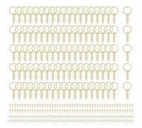 QUARKZMAN 100 Sets Shiny Gold Keychain Making Kit, 25mm 1inch Chain Keychain Rings With Open Jump Rings And Screw Eye Pins Pour Jewelry Making DIY Crafts Art Project