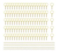 QUARKZMAN 100 Sets Shiny Gold Keychain Making Kit, 25mm 1inch Chain Keychain Rings With Open Jump Rings And Screw Eye Pins Pour Jewelry Making DIY Crafts Project