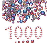 QUARKZMAN 1000 Pcs Strass À Fixation Thermique, 2mm-6.6mm Strass À Dos Plat Cristal Verre Avec Sac Transparent Kit Art Ongle Pour Artisanat Vêtements DIY Décoration 5 Tailles (SS6-SS20