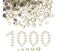 QUARKZMAN 1000 Pcs Strass À Fixation Thermique, 2mm-6.6mm Strass À Dos Plat Cristal Verre Pierres Avec Sac Transparent Kit Art Ongle Artisanat Vêtements DIY Décoration 5 Tailles