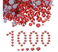 QUARKZMAN 1000 Pcs Strass À Fixation Thermocollante, 2mm-6.6mm Cristal Verre À Dos Plat Avec Sac Transparent Kit Art Ongle Artisanat Vêtements DIY Décoration 5 Tailles (SS6-SS20