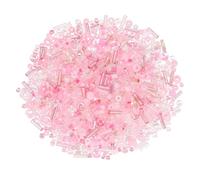 QUARKZMAN 1000 Pièces Perles d'espacement en Verre, 1-4mm Longueur 1mm Diamètre du Trou Perles de Rocaille de Tube Mini pour Fabrication, DIY, Boucles D'oreilles, Colliers, Rose