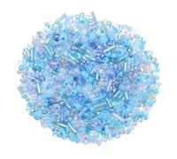 QUARKZMAN 1000 Pièces Perles d'espacement en Verre, 1-4mm Longueur 1mm Diamètre du Trou Perles de Rocaille de Tube Mini pour Fabrication, DIY, Boucles D'oreilles, Colliers, Bleu Clair