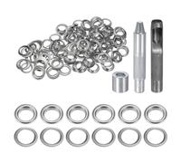QUARKZMAN 100Ensemble Œillets Métal Cuivre 12mm avec Poinçon Creux Argent | Kit de Œillets en Cuivre avec Outil de Pose pour Vêtements en Cuir, Tissu et Ceintures, Réparation de Toile, Bâche