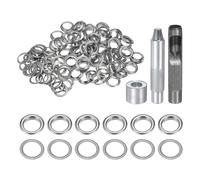 QUARKZMAN 100Ensemble Œillets Métal Cuivre 14mm avec Poinçon Creux Argent | Kit de Œillets en Cuivre avec Outil de Pose pour Vêtements en Cuir, Tissu et Ceintures, Réparation de Toile, Bâche