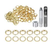 QUARKZMAN 100Ensemble Œillets Métal Cuivre 14mm avec Poinçon Creux Or | Kit de Œillets en Cuivre avec Outil de Pose pour Vêtements en Cuir, Tissu et Ceintures, Réparation de Toile, Bâche