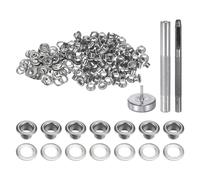 QUARKZMAN 100Ensemble Œillets Métal Cuivre 3.5mm avec Poinçon Creux Argent | Kit de Œillets en Cuivre avec Outil de Pose pour Vêtements en Cuir, Tissu et Ceintures, Réparation de Toile, Bâche