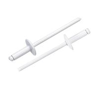 QUARKZMAN 100Pcs 1/8"x3/8" Large Flange Head Blind Rivets, Zinc-Plated Carbon Steel Grip and Mandrel Cap Blind Rivets, White